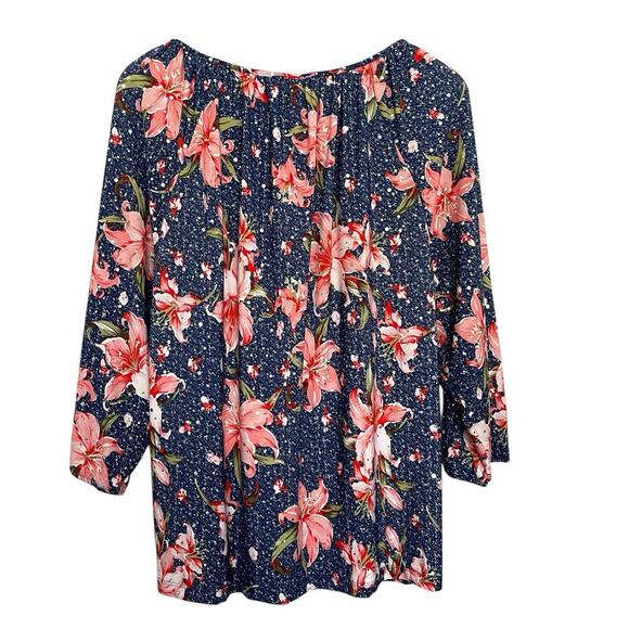 Rebecca Malone Floral Lily 3/4 Sleeve Sequin Peasant Spring Boho Size 1X - Picture 2 of 4